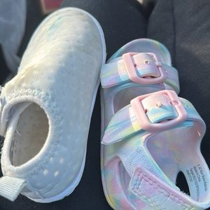 Kids Multicolor Sandals and White Slip-On Shoes